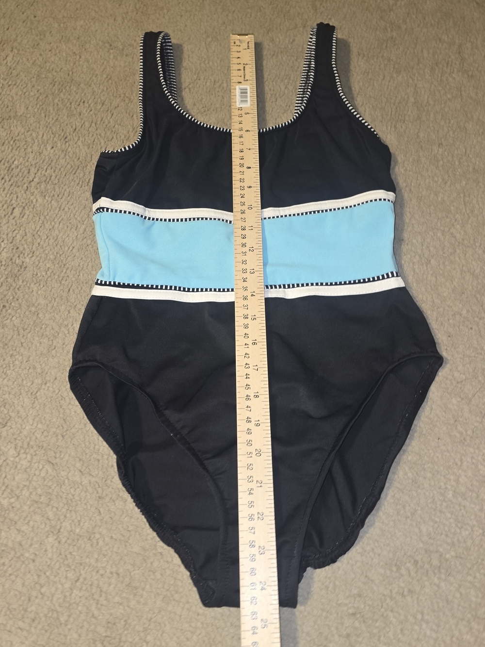 MIRACLESUIT ONE PIECE SWIMSUIT TRIFECTA BLACK AQUA BLUE COLORBLOCK WOMENS 10